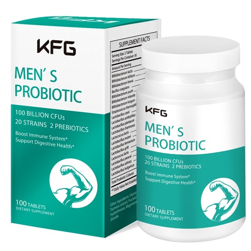 [BRSRMAAYOJYB4F3H] KFG Probiotic Supplement 100 Billion CFU, 20 Strains, 2 Prebiotics and Digestive Enzymes, Supports Digestion, Immune Support, Gut Health and Metabolism, Non-GMO, Gluten & Soy Free, 100 Tablets