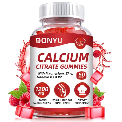 [BRSRAAIKOEFW2HLX] Calcium Citrate 1200mg Gummies with Vitamin D3: with Calcium Magnesium Zinc Vitamin D3 K2 for Bone Muscle Immune - Ultimate Absorption Calcium Supplement for Women & Men, Sugar-Free