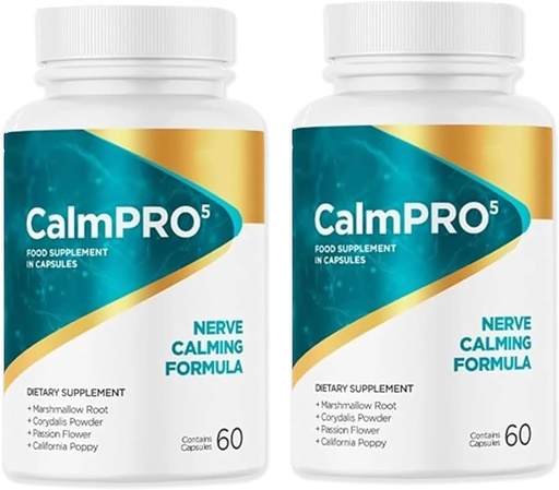 [BRSRAAQPCUPA2F34] 2 Packs Calmpro5, Calmpro5 Nerve Capsules, 2025 Upgraded Calmpro5 Nerve Calming Formula Capsules, No Artificial Preservatives, No Dairy (2 Bottles)