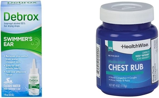 [BRSRAYYYBYGWO2QY] Les gouttes d'oreille de Debrox Swimmer, 1 Fl Oz et HealthWise, 4 oz. Ensemble