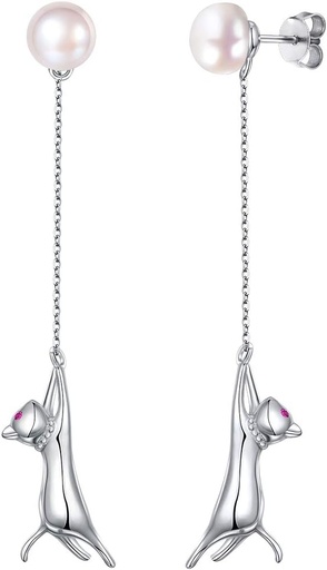 [BRSREHANBYARUDTV] SILVERCUTE 925 Sterling Silver Earrings for Women,Silver Cat/Dinosaur/Devil Horn/Leaf/Snake/Skeleton Various Stud Earrings or Ear Cuffs