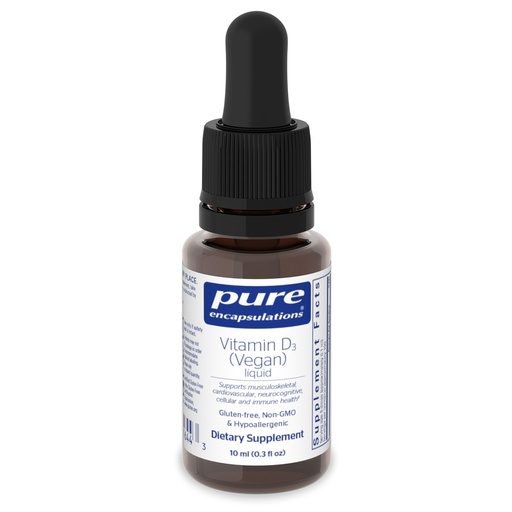 [BRSWKZAQB54AACD2] Pure Encapsulations Vitamin D3 (Vegan) Liquid | Hypoallergenic Support for Bone, Breast, Cardiovascular, Colon and Immune Health* | 0.3 fl. oz.