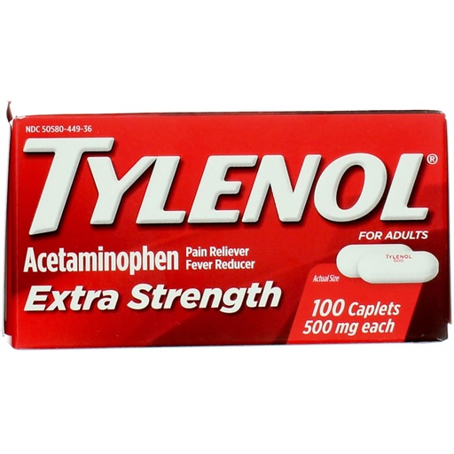 [BRSWIY35A55BSEI5] Tylenol Extra Strength Caplets with 500 mg Acetaminophen, Pain Reliever & Fever Reducer, 100 ct