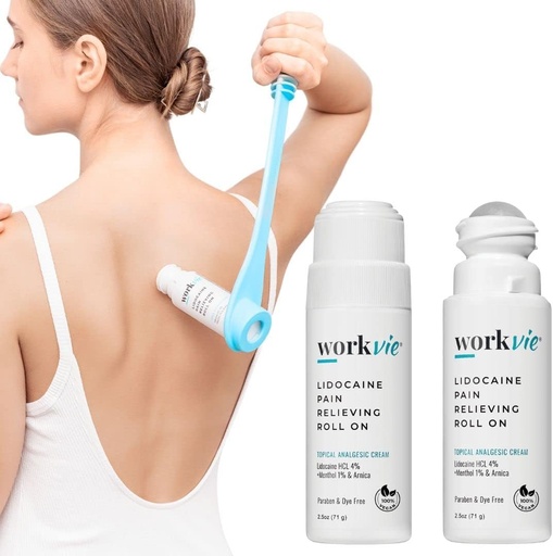 [BRSRMGD6B4IQAG3J] Lidocaine Pain Relief Roll On 2 Pack & Easy Reach Applicator Tool - Actuando rapidamente Lidocaine máxima forza con Arnica Montana & Aloe Vera para músculos, articulacións, atrás, Neck & Feet