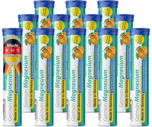 [BRSWYGIQOUJQ4YLX] T&D German Magnesium Oxide Supplement | Effervescent Tablets | Orange Flavor – 200 mg Magnesium per Serving | Sugar Free, Vegan Pharma – Made in Germany