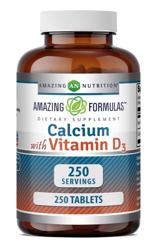[BRSWGCA5CAHBMCTL] Amazing Formulas Calcium 600 Mg with Vitamin D3 400 IU Tablets Supplement - Non-GMO - Gluten Free - Made in the USA - 1 Pack 250 Count