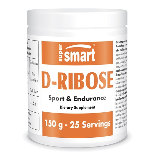 [BRSWIHQZBEDRA3DC] Supersmart - D-Ribose Powder (Natural Sugar) 6gm per Day - ATP Synthesis & Production - Universal Fuel for Energy | Non-GMO & Gluten Free - 150 g