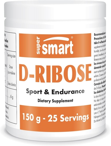 [BRSWIHQZBEDRA3DC] Supersmart - D-Ribose Powder (Natural Sugar) 6gm per Day - ATP Synthesis & Production - Universal Fuel for Energy | Non-GMO & Gluten Free - 150 g