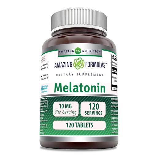 [BRSWIB32CAJQ4EDK] Amazing Formulas Melatonin 10 Mg Supplement | Tablets | Non-GMO | Gluten-Free | Made in USA (1 Pack | 120 Count)