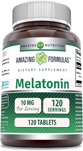 [BRSWIB32CAJQ4EDK] Fórmulas increíbles Melatonin 10 Mg Suplemento TENIDO Tablets ← No-GMO TENIDO Gluten-Free TEN Made in USA (1 Pack TEN 120 Conde)