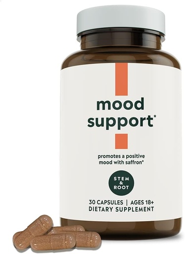 [BRSRMHADBUARUYA3] Stem & Root Mood Support Supplement with Saffron | Promotes a Positive, Balanced Mood | Increases Feel-Good Neurotransmitters & Calms Your Nervous System, 30 Capsules (1 Month Supply)
