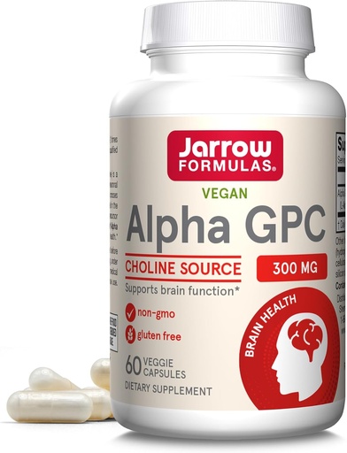 [BRSWIY32BQMBCELY] Jarrow Formulas® Alpha GPC, 300 mg, Dieetsupplement, Hersengezondheidssupplementen voor volwassenen, 60 Veggie Capsules, 30 dagen levering