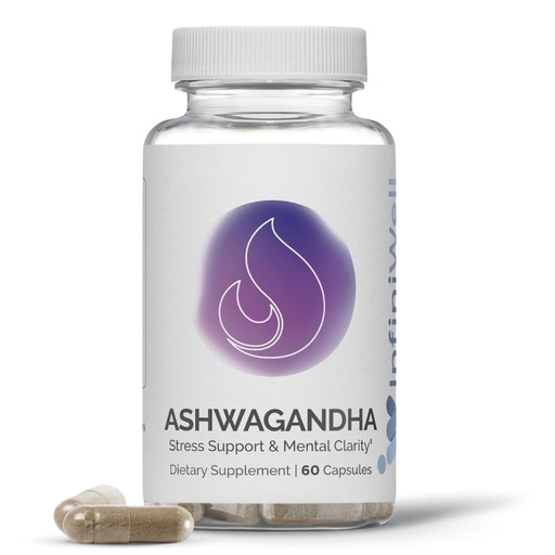 [BRSW2GDQAEGRYYA6] InfiniWell Ashwagandha Supplements - Herbal Supplements with Shoden Ashwagandha Root - Promote Mental Clarity, Hormonal Balance, Daily Relaxation & Muscle Recovery (60 Capsules)