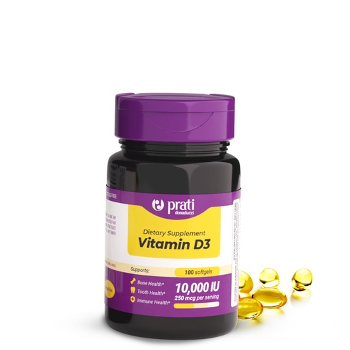 [BRSRAGIYAF5W23LV] Prati Donaduzzi Vitamin D3 10,000 IU (250 mcg) Softgels 100 Daily Supply – Maximum Potency Vitamin D – Supplement for Bone and Teeth Support