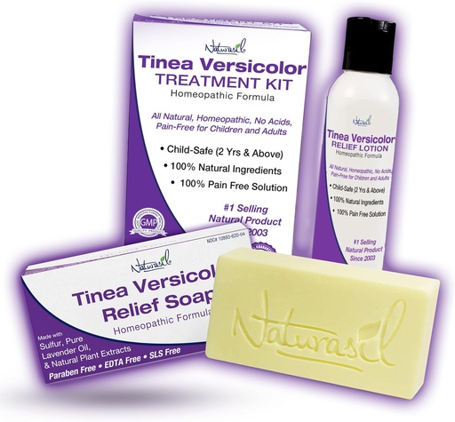 [BRSRMGQRB4OQM3LB] Naturasil Antifungal Tinea Versicolor Treatment Kit Gentle & Fast Relief for All Types of Tinea, Folliculitis, Itch & Chilblains| Safe for Kids & Adults| Sulfur Lotion (4oz) + 1 Relief Soap (4oz)