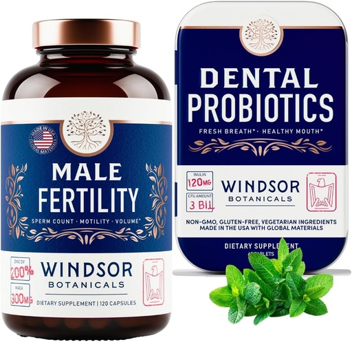[BRSROCYTCQORA33Z] WINDSOR BOTANICALS Male Fertility Supplement and Dental Probiotics Health and Wellness Bundle