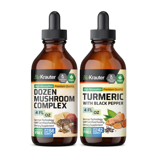 [BRSRAGL3OEHQO334] Dozen Mushroom Tincture 4 Fl. Oz. & Turmeric Tincture 4 Fl. Oz.