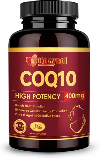 [BRSRAAQEBB5WO3LJ] CoQ10 400mg Softgels con Omega 3 &amp; PQQ, potente antioxidante para la producción energética de salud cardíaca, 120 Conde