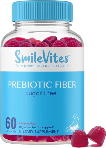 [BRSRMAY6CQJWCDLB] Prebiotic Fiber Gummies for Digestive Health | Supports Gut Bacteria & Digestive Regularity | Vegan, Keto, Kosher | Gluten-Free, Non-GMO, Plant-Based | Natural Berry Flavor | 60 Count