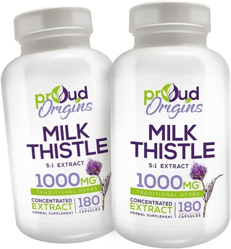 [BRSW2HD5OJ7Q2ET4] 1000mg Milk Thistle hjälper till att upprätthålla hälsosam leverfunktion, optimera hälsa, snabb frisättning, glutenfria kosttillskott - 6-månaders leverans (2 paket)