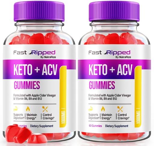 [BRSRAYIBBNYRODL4] NutraRize (Pack of 2 Fast Ripped Keto+ACV Gummies, Advanced Formula, Apple Cider Vinegar 1000MG Vitamins Supplement, Maximum Strength Gummy Reviews (120 Gummies)