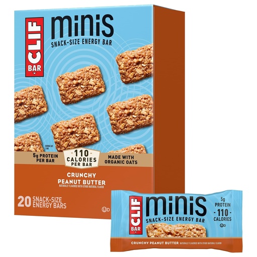 [BRSWGAQBCUMROYLV] CLIF BAR Minis - Crunchy Peanut Butter - Made with Organic Oats - 5g Protein - Non-GMO - Plant Based - Snack-Size Energy Bars - 0.99 oz. (20 Pack)
