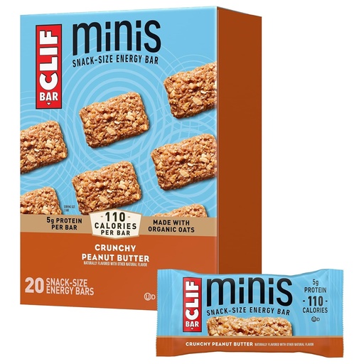 [BRSWGAQBCUMROYLV] CLIF BAR Minis - Crunchy Peanut Butter - Made with Organic Oats - 5g Protein - Non-GMO - Plant Based - Snack-Size Energy Bars - 0.99 oz. (20 Pack)