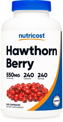 [BRSRMEIRCUHWEG3D] Nutricost Hawthorn Berry Capsules 550mg, 240 Capsules, Vegetarian Friendly, Non-GMO & Gluten Free