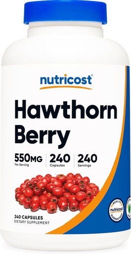 [BRSRMEIRCUHWEG3D] Nutricost Hawthorn Berry Kapseln 550mg, 240 Kapseln, Vegetarisch Freundlich, Non-GMO & Gluten kostenlos