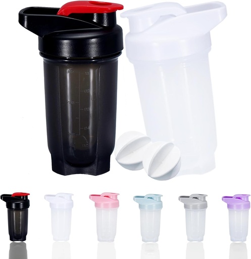 [BRSROFIDOYJRMD3A] Shaker Bottle Protein Shakes Cup and 10-Ounce/300ML Shaker-Bottle with Whisk Balls, Protein Shakers Bottles Set,Non-BPA plastic (Black+White(2PCS))
