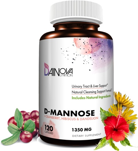 [BRSW2ZALAQHA4YAY] Dainova D Mannose 1350mg mit Cranberry I D-Mannose Capsules for UTI Prevention, Urinary Tract Support, Urinary Tract Health for Women, & Cleanse. W/Hibiscus & Dandelion, 120 Veggie Kapseln
