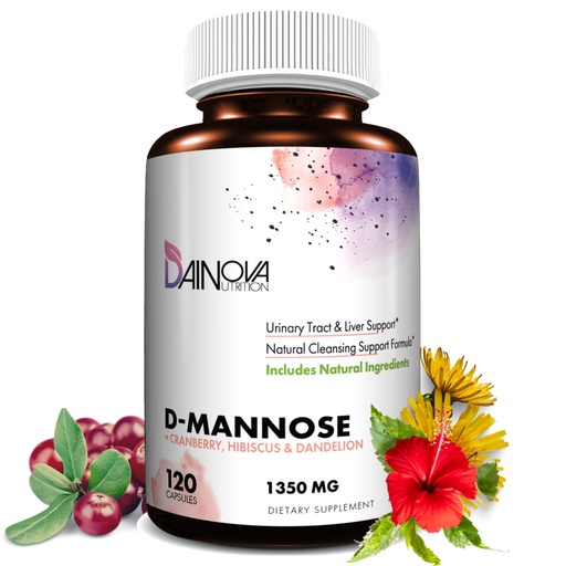 [BRSW2ZALAQHA4YAY] Dainova D Mannose 1350mg with Cranberry I D-Mannose Capsules for UTI Prevention, Urinary Tract Support, Urinary Tract Health for Women, & Cleanse. W/Hibiscus & Dandelion, 120 Veggie Capsules