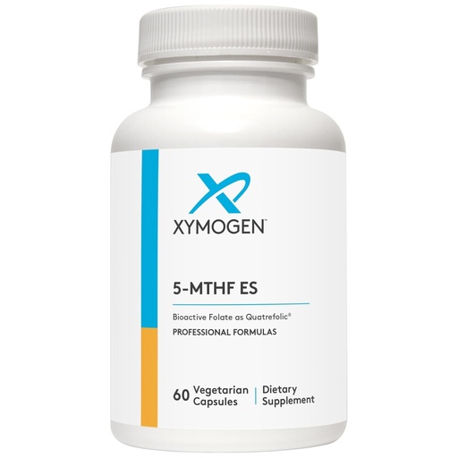 [BRSRMGQTCQPR63L4] XYMOGEN 5-MTHF ES - Supports Cardiovascular, Neurological & Prenatal health - 17,000 mcg of Bioactive Folate - Highly Absorbable - Vegan, Gluten-Free & Non-GMO - 60 Capsules