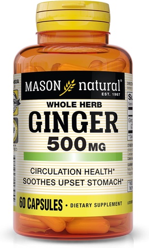 [BRSWIZT2OIBGGGA5] MASON NATURAL întreg Herb Ginger 500 mg, 2 luni de aprovizionare, naturale Herbal Supliment, 60 capsule