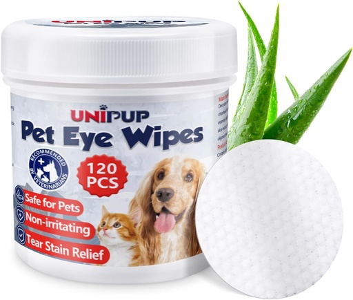 [BRSRAYYOOAMR43I6] Dog Eye Wipes,Dog Tear Stain Remover for Dogs & Cats, 120pcs Remove Eye Discharge, Coconut Oil Cat Eye Wipes, Tear Stain Wipes for Dogs Prevents Eye Infections, Natural Ingredients