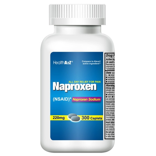 [BRSWGBIRBB6QKCQZ] HealthA2Z® Pain Reliever, Naproxen Sodium 220mg, NSAID, Pain Reliever, Fever Reducer, 300 Caplets