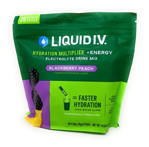 [BRSRAGTROIGRGFD2] Liquid I.V. Hydration Multiplier + Energy Drink Mix, BlackBerry Peach (26 Pack)