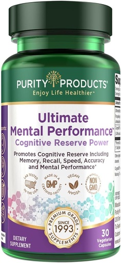 [BRSROFAQCUHRYH3X] Purity Products Ultimate Mental Performance Supports Memory Recall, Mental Focus + Más - Nootropic Powerhouse ft. Patented Botanical Plant-Based Ingredients - Vegan & Non-GMO - 30 Veggie Caps