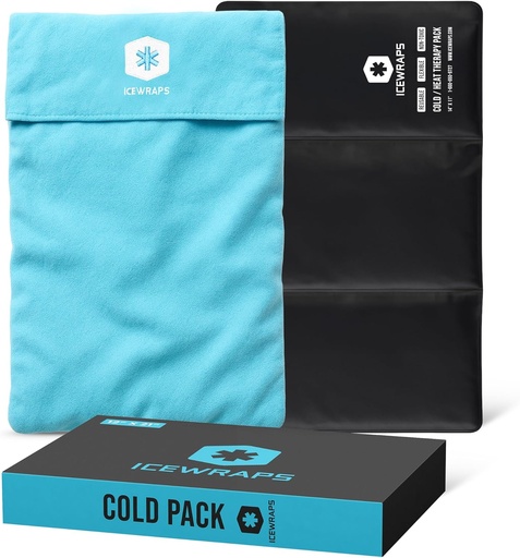 [BRSWGZD6DEPA42QU] ICEWRAPS 12"x21" Extra Large Reusable Ice Pack with Soft Fabric Cover - Multipurpose Flexible Cold Therapy Clay Ice Packs for Knee and Back Swelling, and Chronic Pain Relief, Adjustable Cold Pack