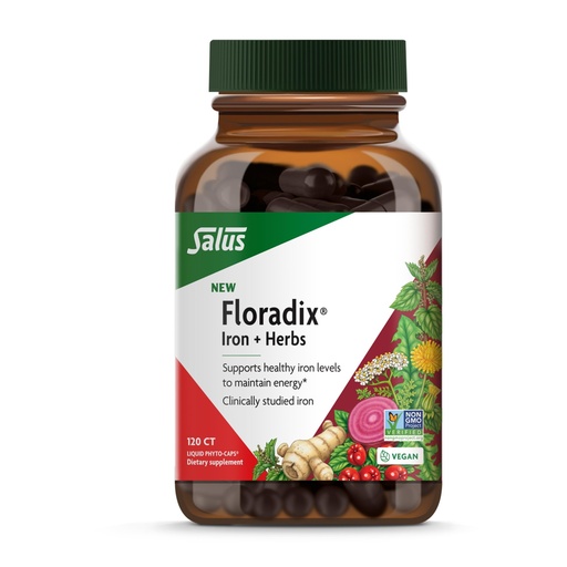 [BRSRAZQKOZ7A4CY6] Floradix Iron + Herbs - Iron Supplement for Healthy Energy Support* - Supports Red Blood Cell Formation - Vegan, Non-GMO, Gluten-Free, Soy-Free - 120 Liquid Phyto-Caps