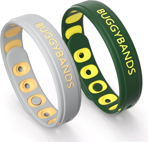 [BRSRAZ32CENWOD33] Mosquito Repellent Bracelets, 2 Pack Silicone Mosquito Repellent Wristbands, DeET-Free Insect & Bug Repelled Wrist Bands for Adultss and Kids Indoor Use (Dark Green & Gray)