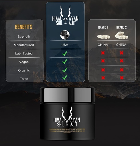 [BRSROADROF4GOELK] Shilajit Pure Himalayan Organic Shilajit Resin - 600mg Maximum Potency Natural Organic Shilajit Resin with 85+ Trace Minerals & Fulvic Acid for Energy, Immune Support. 40 gram