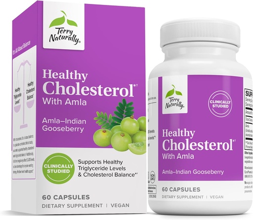 [BRSWKFYRAIMGKHDK] Terry Naturally Healthy Cholesterol with Amla - Antioxidant Supplement for Immune & Heart Support - Supplement to Aid Healthy Cholesterol & Triglyceride - 60 Capsules