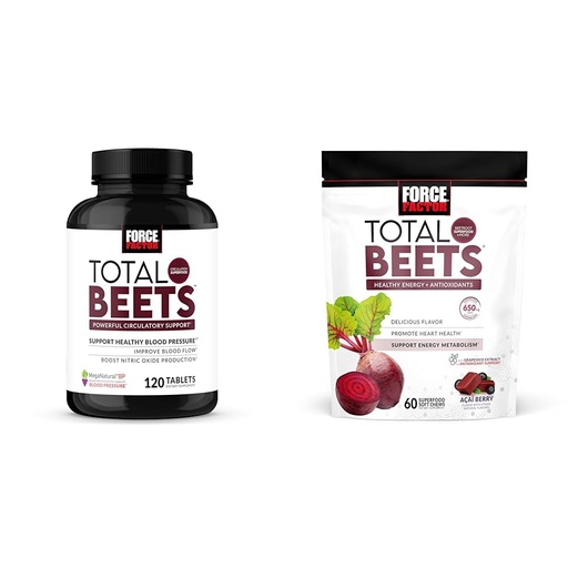 [BRSRAYYYBADWAHL4] Force Factor Blood Pressure & Total Beets Chews Nitric Oxide Cardiovascular Support Grapeseed Antioxidants 120 Count & 60 Chews