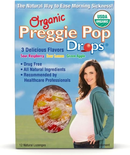 [BRSWI2YPPIBRO23C] Organic Preggie Drops | 12 Drops Each | Morning Sickness during pregnancy | Safe for pregnant Mom & Baby | Gluten Free | 3 Flavors: Lemon, Raspberry & Green Apple