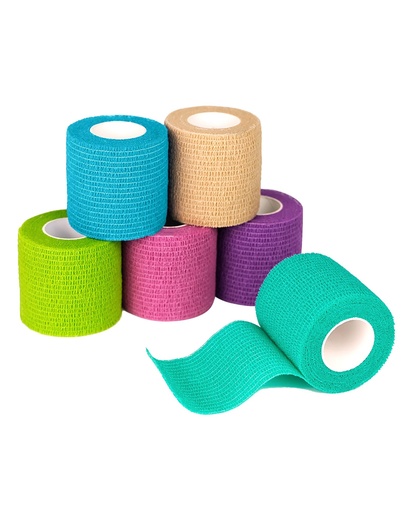 [BRSWGYL5BEMA2FIV] FriCARE Self Adhesive Bandage Wrap, Medical Tape in First Aid Kit, Rainbow | Elastic Cohesive Bandages for Sports/Vet/Wrist Ankle Wounds, 2 Inches X 5 Yards, Latex-free 6 Rolls