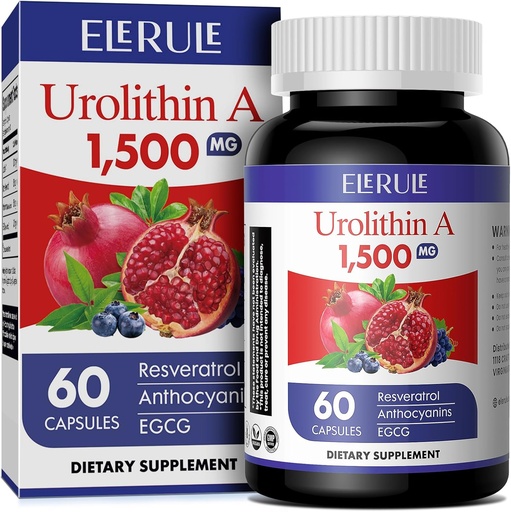 [BRSRAGDRCQGRUC3B] Urolithin A Supplement 1000 mg Plus Trans-Resveratrol, Anthocyanins, Green Tea,Promoting Healthy Aging,Supports Cellular and Energy for Men & Women, 60 Capsules-38