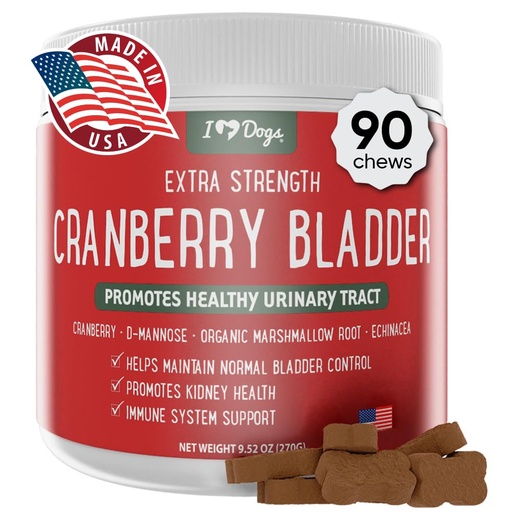 [BRSRMBANCF6AKCDG] iHeartDogs Extra Strength Urinary, Bladder, & Kidney Support for Dogs – Cranberry, D-Mannose & Echinacea Helps Maintain Urinary Tract Health, Strengthens Weak & Incontinent Bladder