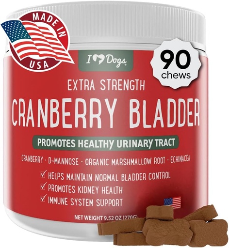 [BRSRMBANCF6AKCDG] iHeartDogs Extra Strength Urinary, Bladder, & Kidney Support for Dogs – Cranberry, D-Mannose & Echinacea Helps Maintain Urinary Tract Health, Strengthens Weak & Incontinent Bladder