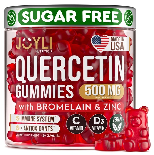 [BRSW2GTRBACAOHY7] JOYLI Quercetin Gummies - Quercetin with Bromelain Zinc Vitamin C & Vitamin D3 - Quercetin Supplement 500MG for Immune System & Allergy - Quercetin for Kids and Adults - 60 Quercetin Chewable